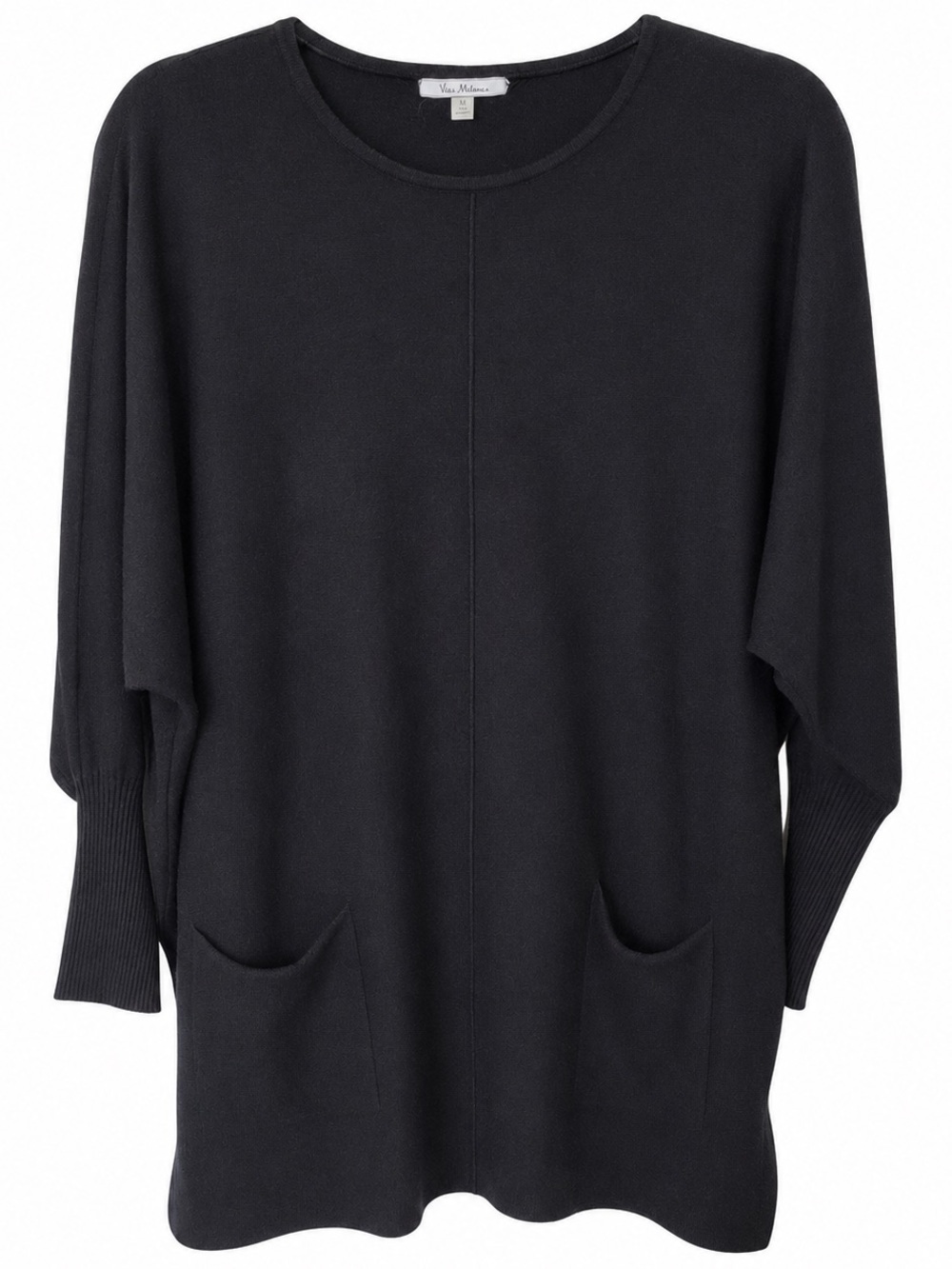 ✅ Vila Milano Black Cozy Pocket Turtleneck Sweater tunic dolman sleeves size M